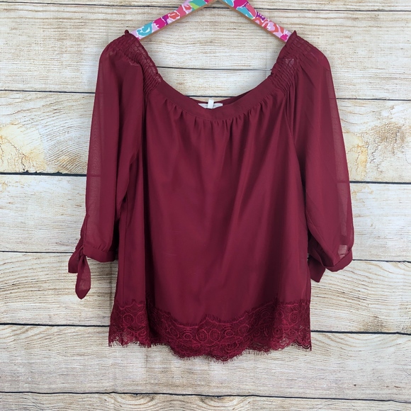 Maurices Tops - Maurices maroon off shoulder top size M // S19